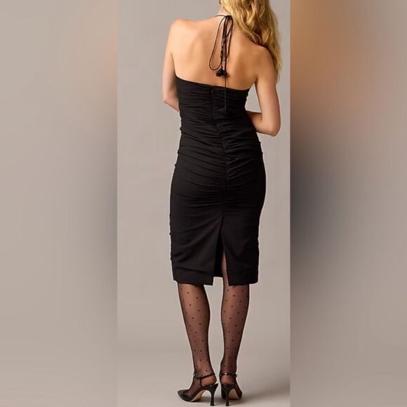 J Crew Collection Midi Black Dress Ruched Strapless Size 0 - Picture 4 of 14